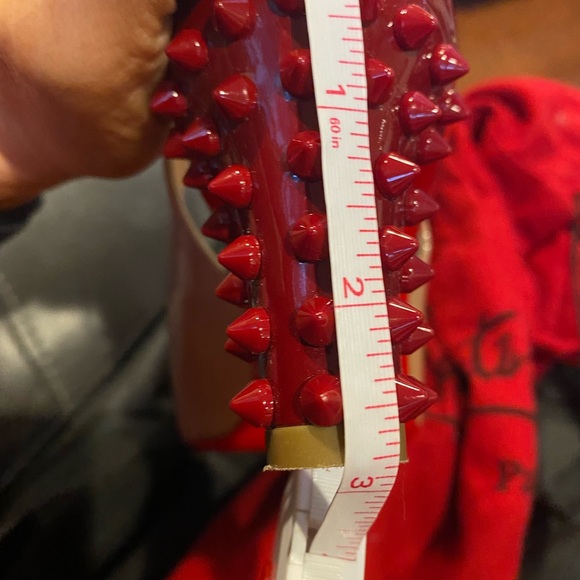 Louboutin Tan Nude Spike Red Heel & Red Bottom Slingbacks 39 Worn Once - Picture 11 of 11